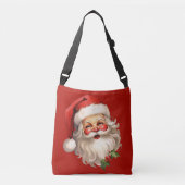 Holly Jolly Santa Claus Retro Kerstmis Crossbody Tas (Voorkant)