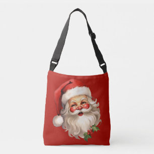 Holly Jolly Santa Claus Retro Kerstmis Crossbody Tas