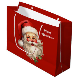 Holly Jolly Santa Claus Retro Kerstmis Groot Cadeauzakje
