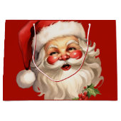 Holly Jolly Santa Claus Retro Kerstmis Groot Cadeauzakje (Voorkant)