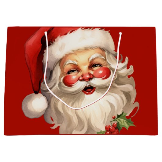 Holly Jolly Santa Claus Retro Kerstmis Groot Cadeauzakje (Voorkant)