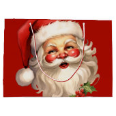 Holly Jolly Santa Claus Retro Kerstmis Groot Cadeauzakje (Achterkant)
