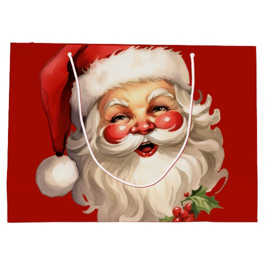 Holly Jolly Santa Claus Retro Kerstmis Groot Cadeauzakje (Achterkant)