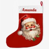 Holly Jolly Santa Claus Retro Kerstmis Grote Kerstsok (Achterkant)