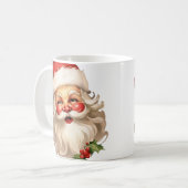 Holly Jolly Santa Claus Retro Kerstmis Koffiemok (Voorkant links)