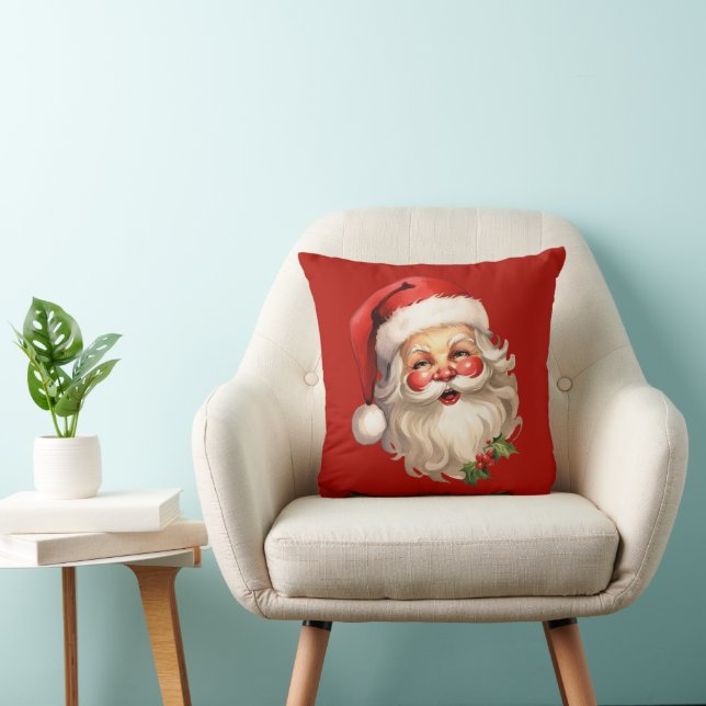 Holly Jolly Santa Claus Retro Kerstmis Kussen (Stoel)