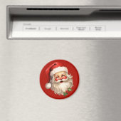 Holly Jolly Santa Claus Retro Kerstmis Magneet (Insitu (Vaatwasser))