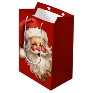 Holly Jolly Santa Claus Retro Kerstmis Medium Cadeauzakje