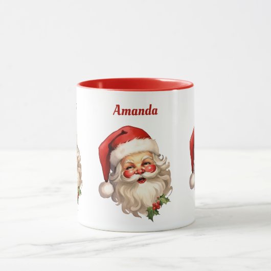 Holly Jolly Santa Claus Retro Kerstmis Mok (Midden)