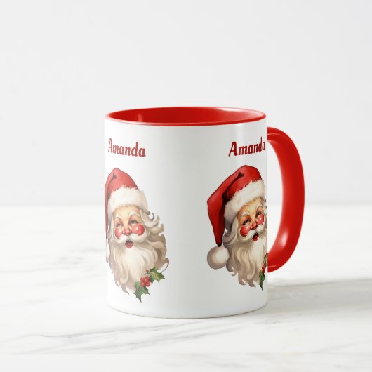 Holly Jolly Santa Claus Retro Kerstmis Mok (Voorkant rechts)