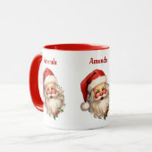 Holly Jolly Santa Claus Retro Kerstmis Mok (Voorkant links)