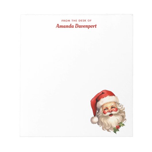 Holly Jolly Santa Claus Retro Kerstmis Notitieblok (Voorkant)