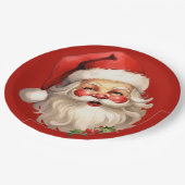 Holly Jolly Santa Claus Retro Kerstmis Papieren Bordje (Gekanteld)