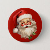 Holly Jolly Santa Claus Retro Kerstmis Ronde Button 5,7 Cm (Voorkant)