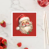 Holly Jolly Santa Claus Retro Kerstmis Servet (Insitu)