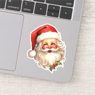 Holly Jolly Santa Claus Retro Kerstmis Sticker