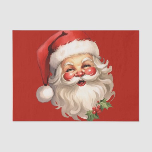 Holly Jolly Santa Claus Retro Kerstmis Tissuepapier (Voorkant)