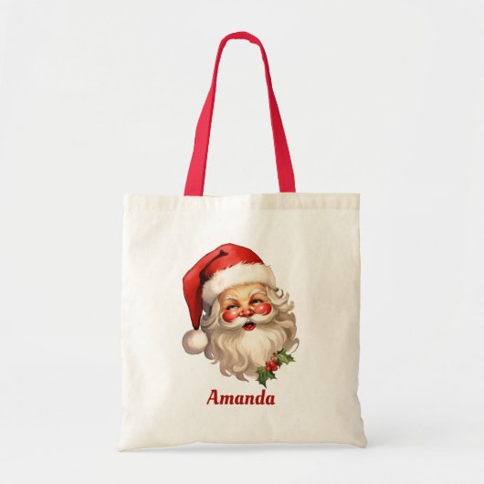 Holly Jolly Santa Claus Retro Kerstmis Tote Bag (Voorkant)