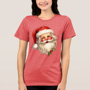 Holly Jolly Santa Claus Retro Kerstmis Tri-Blend Shirt