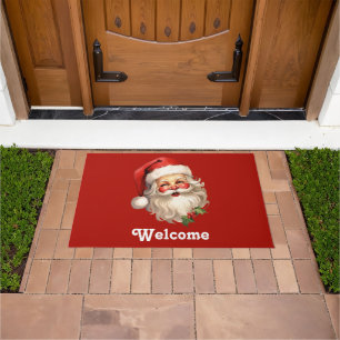Holly Jolly Santa Claus Retro Kerstmis Welkom Deurmat