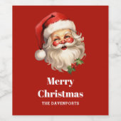 Holly Jolly Santa Claus Retro Kerstmis Wijn Etiket (Enkel label)