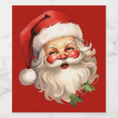 Holly Jolly Santa Claus Retro Kerstmis Wijn Etiket (Enkel label)