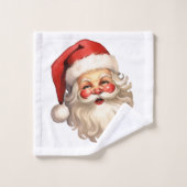 Holly Jolly Santa Claus Retro kerstpatroon Bad Handdoek (Wasdoekje)