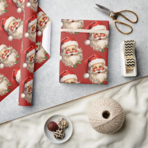 Holly Jolly Santa Claus Retro kerstpatroon Cadeaupapier