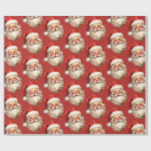 Holly Jolly Santa Claus Retro kerstpatroon Cadeaupapier (Vlak)