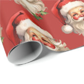 Holly Jolly Santa Claus Retro kerstpatroon Cadeaupapier (Rol Hoek)