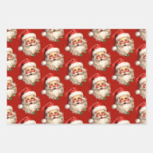 Holly Jolly Santa Claus Retro kerstpatroon Inpakpapier Vel (Voorkant 2)