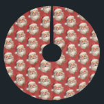Holly Jolly Santa Claus Retro kerstpatroon Kerstboom Rok<br><div class="desc">Boomrok met een vrolijke illustratie van een  stijl Santa Claus met rode rooskleurige wangen. Hij draagt zijn rode kerstmuts en zijn grote witte baard. Een takje hulst draagt bij aan de feestelijke vakantiegeest van dit ontwerp.</div>