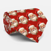 Holly Jolly Santa Claus Retro kerstpatroon Stropdas (Opgerold)