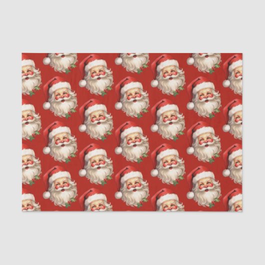 Holly Jolly Santa Claus Retro kerstpatroon Tissuepapier (Voorkant)