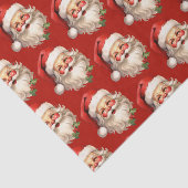 Holly Jolly Santa Claus Retro kerstpatroon Tissuepapier (Detail)
