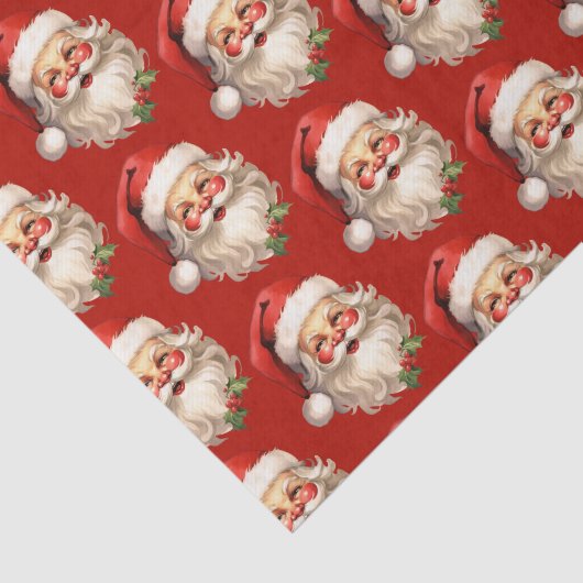 Holly Jolly Santa Claus Retro kerstpatroon Tissuepapier (Detail)