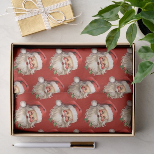 Holly Jolly Santa Claus Retro kerstpatroon Tissuepapier (Geschenk)
