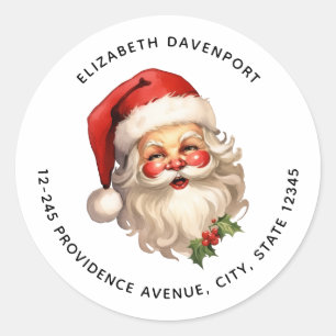 Holly Jolly Santa Claus Retro Kersttoespraak Ronde Sticker