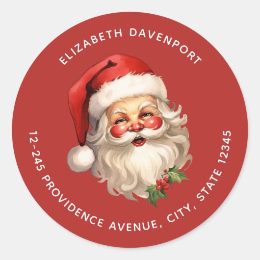 Holly Jolly Santa Claus Retro Kersttoespraak Ronde Sticker (Voorkant)