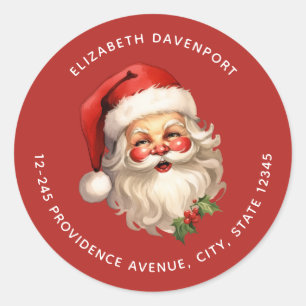 Holly Jolly Santa Claus Retro Kersttoespraak Ronde Sticker