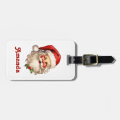 Holly Jolly Santa Claus Retro Style Kerstmis Bagagelabel (Voorkant horizontaal)