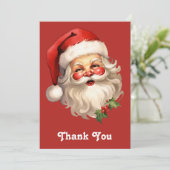 Holly Jolly Santa Claus Retro Style Kerstmis Bedankkaart (Staand voorkant)