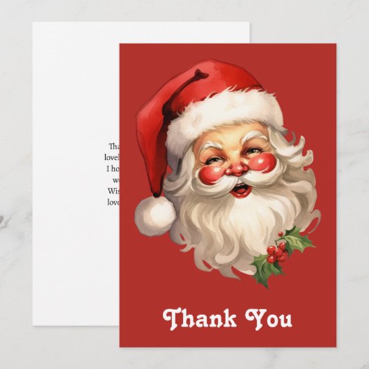 Holly Jolly Santa Claus Retro Style Kerstmis Bedankkaart (Voorkant / Achterkant)