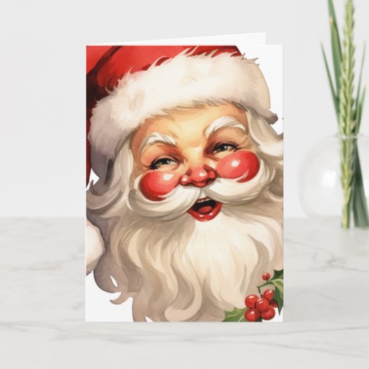 Holly Jolly Santa Claus Retro Style Kerstmis Feestdagen Kaart (Voorkant)