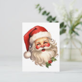 Holly Jolly Santa Claus Retro Style Kerstmis Feestdagenkaart (Staand voorkant)