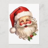 Holly Jolly Santa Claus Retro Style Kerstmis Feestdagenkaart (Voorkant)