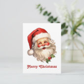 Holly Jolly Santa Claus Retro Style Kerstmis Feestdagenkaart (Staand voorkant)