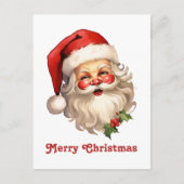 Holly Jolly Santa Claus Retro Style Kerstmis Feestdagenkaart (Voorkant)