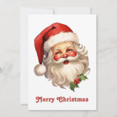 Holly Jolly Santa Claus Retro Style Kerstmis Feestdagenkaart (Voorkant)