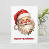 Holly Jolly Santa Claus Retro Style Kerstmis Feestdagenkaart (Staand voorkant)